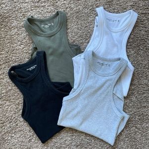 Abercrombie & Fitch Bundle of 4 Ribbed Racerback Tank Top Bodysuits - XXS